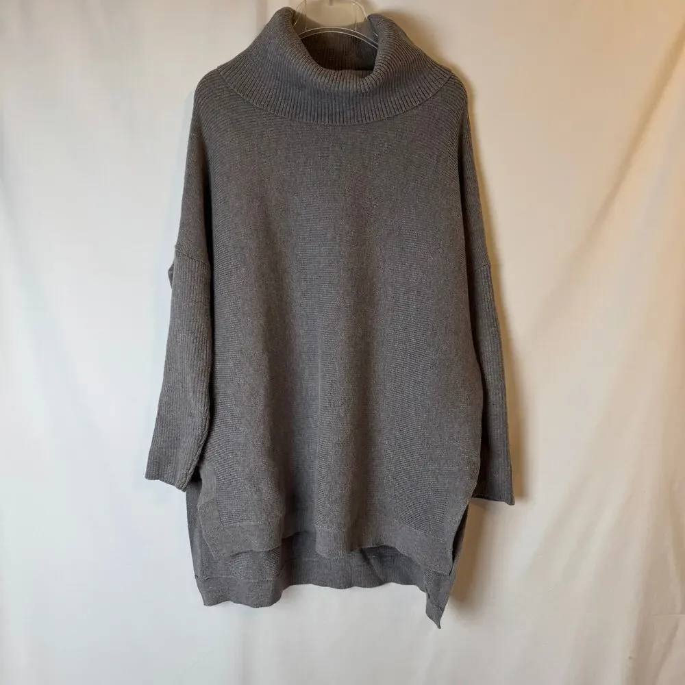 Anrabess Ribbed Turtleneck Oversized Sweater Gray Size M - Picture 2 of 7